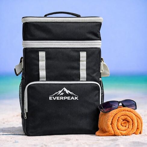 72-Can Large Collapsible Soft Cooler with Wheels, Insulated Leakproof Cooler Bag with Handle, Removable Lunch Box Top, All-Terrain Wheels, Portable Cooler for Beach, Camping, Picnic, Travel in Saudi Arabia