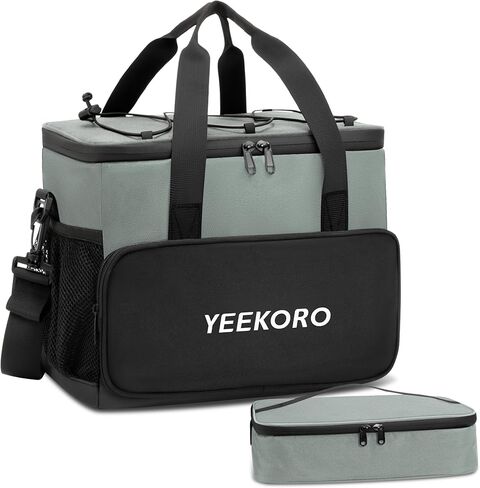 Cooler Bag, 16L+5L Insulated Lunch Box, Double Cooler Bag with Adjustable Shoulder Strap for Men & Women, Leakproof Lunch Cooler Ideal for Work Picnic Travel Shifts Daytrip (Grey) in Saudi Arabia