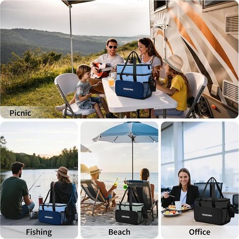 Cooler Bag, 16L+5L Insulated Lunch Box, Double Cooler Bag with Adjustable Shoulder Strap for Men & Women, Leakproof Lunch Cooler Ideal for Work Picnic Travel Shifts Daytrip (Grey) in Saudi Arabia