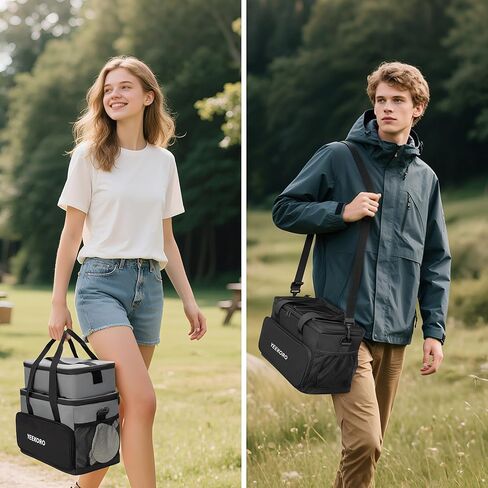 Cooler Bag, 16L+5L Insulated Lunch Box, Double Cooler Bag with Adjustable Shoulder Strap for Men & Women, Leakproof Lunch Cooler Ideal for Work Picnic Travel Shifts Daytrip (Grey) in Saudi Arabia