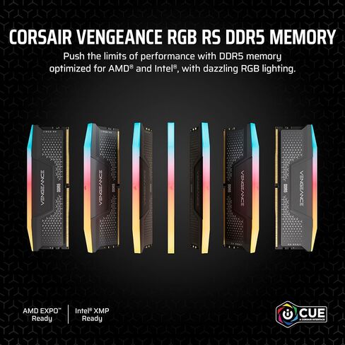 ذاكرة الوصول العشوائي CORSAIR Vengeance RGB RS DDR5 بسعة 16 جيجابايت (2 × 8 جيجابايت) حتى 5200 ميجاهرتز CL40-40-40-77 1.25 فولت AMD EXPO Intel XMP ذاكرة سطح المكتب للكمبيوتر - رمادي (CMG16GX5M2B5200Z40) in Kuwait