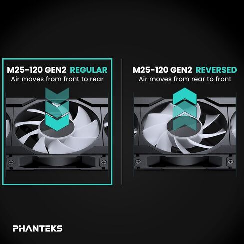 Phanteks M25-120 Gen2، مروحة تبريد ARGB عالية الأداء 120 مم، إطار مروحة موحد بسلسلة Daisy، محور مرآة لا نهاية له، اتصال كابل واحد، أسود in Saudi Arabia