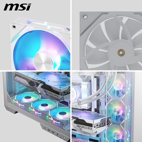 MSI MPG EZ120R ARGB WHITE-3W Fan - 120mm ARGB Fan, Patented Magnetic Connector Block, Daisy-Chain Connection, Fluid Dynamic Bearing + Extra nut Fixing, Fan hub, Reverse Fan Blade, 3 Packs in Saudi Arabia