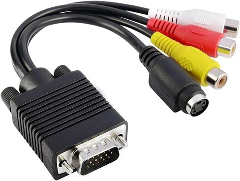 كابل فيديو Vga إلى 3rca Av S، محول طرفية فيديو Vga إلى S لبطاقة الرسومات بدون مخرج، 30 سم in Kuwait