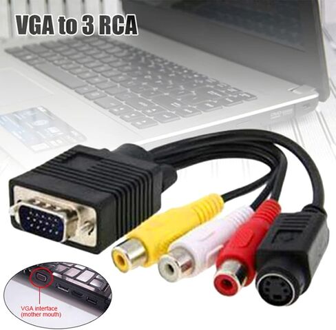 كابل فيديو Vga إلى 3rca Av S، محول طرفية فيديو Vga إلى S لبطاقة الرسومات بدون مخرج، 30 سم in Kuwait