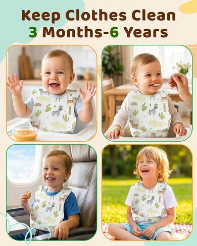 Lictin Baby Bibs for Girls Waterproof - 3 Pack Mess Proof Bib, Oil-proof Toddler Feeding Bib with Adjustable Closure, Baby Bibs for Eating 6-36 Months, Baby Food Bib Machine Washable in Saudi Arabia