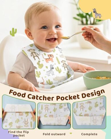 Lictin Baby Bibs for Girls Waterproof - 3 Pack Mess Proof Bib, Oil-proof Toddler Feeding Bib with Adjustable Closure, Baby Bibs for Eating 6-36 Months, Baby Food Bib Machine Washable in Saudi Arabia