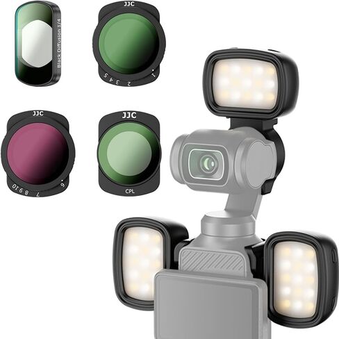 JJC 3 قطع ضوء ملء مغناطيسي مع 4 قطع مجموعة مرشحات لـ DJI Osmo Pocket 3 وملحقات Xtra Muse، 1/4 توزيع أسود، CPL، NDV2-32(1-5 توقفات)، NDV64-1000(6-10 توقفات)، مرشح لتسجيل مدونة الفيديو السيلفي in Saudi Arabia