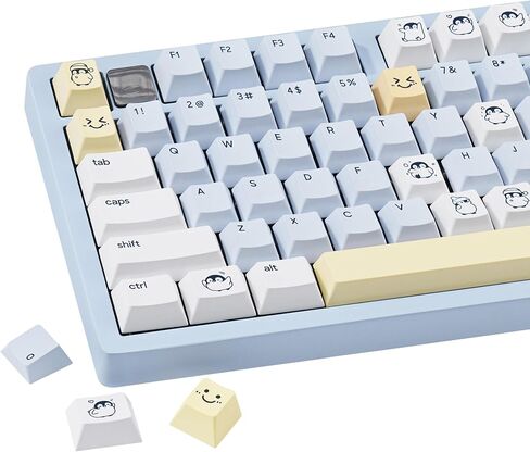 Milk Strawberry Cute Pink Keycaps - 134 Keys PBT Dye-Sublimation Keycaps, Cherry Profile - Kawaii Cow & Milk Cartoon Illustrations, Compatible with 60% 65% 75% 80% 100% Mechanical Keyboards in Saudi Arabia