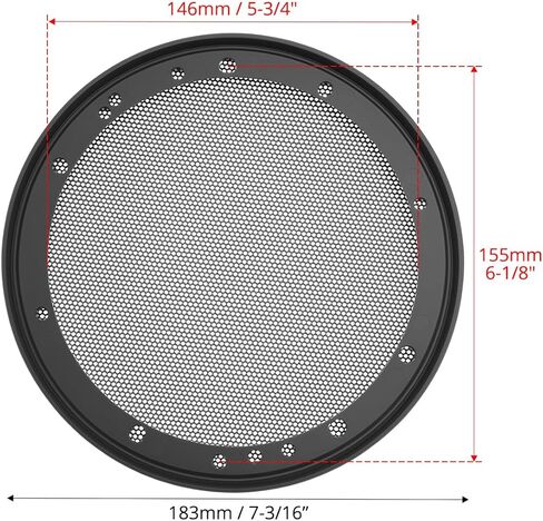 QWORK 6.5" Speaker Grill Covers, 2 Pack Car Speaker Subwoofer Guard Protector with Screw, Black in Saudi Arabia