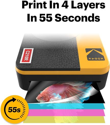 KODAK Mini Shot 2 Retro 2x3 بوصة كاميرا رقمية فورية وطابعة صور، 98 ورقة، كاميرا طباعة محمولة 2 في 1، طابعة بلوتوث للهواتف الذكية لأجهزة iPhone وAndroid، 4PASS Dye Sublimation، أبيض in Saudi Arabia