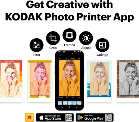 KODAK Mini Shot 2 Retro 2x3 بوصة كاميرا رقمية فورية وطابعة صور، 98 ورقة، كاميرا طباعة محمولة 2 في 1، طابعة بلوتوث للهواتف الذكية لأجهزة iPhone وAndroid، 4PASS Dye Sublimation، أبيض in Saudi Arabia