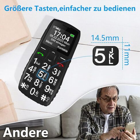 artfone C1 + 4G هاتف محمول كبير الحجم لكبار السن 丨 USB-C، قاعدة شحن 丨 بطارية 1800 مللي أمبير في الساعة 丨 هاتف أساسي سهل الاستخدام للمسنين 丨 هاتف محمول كبير مفتوح بدون بطاقة SIM 丨 زر SOS 丨 راديو FM 丨 تقارير الوقت - أسود in Kuwait