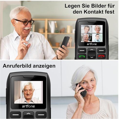 artfone C1 + 4G هاتف محمول كبير الحجم لكبار السن 丨 USB-C، قاعدة شحن 丨 بطارية 1800 مللي أمبير في الساعة 丨 هاتف أساسي سهل الاستخدام للمسنين 丨 هاتف محمول كبير مفتوح بدون بطاقة SIM 丨 زر SOS 丨 راديو FM 丨 تقارير الوقت - أسود in Kuwait