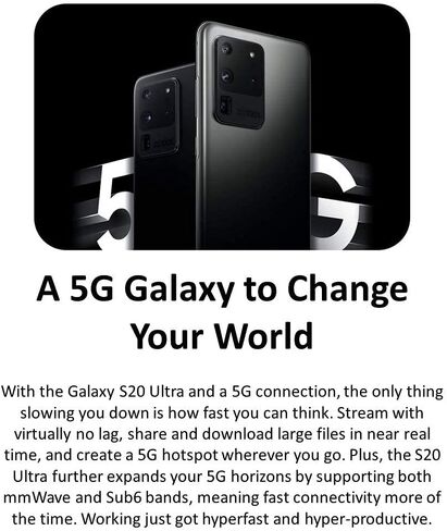 Samsung Galaxy S20 Ultra 5G، 128 جيجا بايت + 12 جيجا بايت رام - مفتوح (الإصدار الدولي) (متجدد) in Saudi Arabia