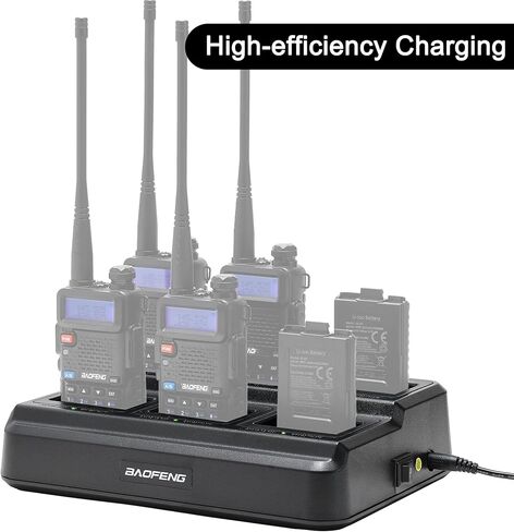 قاعدة شاحن Baofeng UV-5R بستة اتجاهات، محطة شحن متعددة الوحدات لجهاز Walkie Talkie UV-5R UV-5G GT-5R وبطارية (عبوة واحدة) in Kuwait
