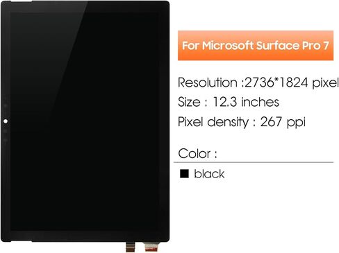 LCD for Microsoft Surface Pro 7 2019 Screen Replacement for Surface Pro 7 C02XR7Y9JG5H LCD Screen 1866,LP123WQ1,LP123WQ2 Touch Display Digitizer Assembly Repair Parts(Black No LCD Flex Conversion) in Saudi Arabia