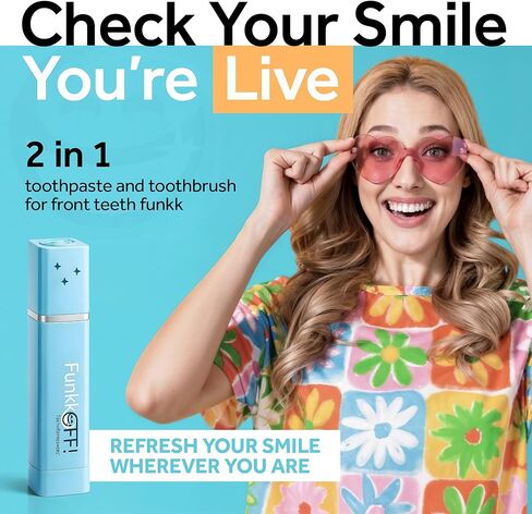 TeethRefreshers Reusable Travel Toothbrush + Toothpaste - Peppermint I Natural - All-in-One I Maintains Teeth Whitening I Removes Wine Stains I As Seen on Shark Tank! in Saudi Arabia