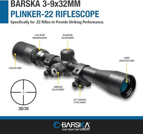 Barska Plinker22 Scope 3-9x32 30/30 Crosshair Reticle with Rings for Hunting & Targeting in Saudi Arabia