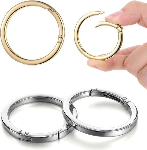 4Pcs 2 Inch Metal O Ring Key Ring Clip, Large Key Rings Round Carabiner Keysring Clip Flat Spring O-Ring for Purse Strap, Handbag, Key Chain Hooks Accessoriess, (Gold & Silver) in Saudi Arabia