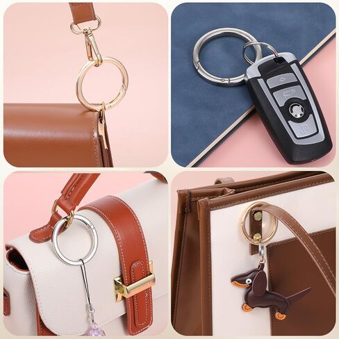 4Pcs 2 Inch Metal O Ring Key Ring Clip, Large Key Rings Round Carabiner Keysring Clip Flat Spring O-Ring for Purse Strap, Handbag, Key Chain Hooks Accessoriess, (Gold & Silver) in Saudi Arabia