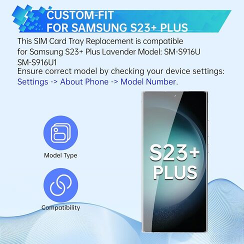 لاستبدال صينية بطاقة Sim لهاتف Samsung Galaxy S23 Plus (إصدار SIM واحد) محول حامل فتحة صينية بطاقة اللافندر مع قاذف إبرة لـ S23+ Plus SM-S916U SM-S916U1 in Saudi Arabia