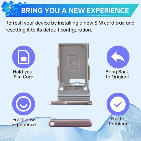 لاستبدال صينية بطاقة Sim لهاتف Samsung Galaxy S23 Plus (إصدار SIM واحد) محول حامل فتحة صينية بطاقة اللافندر مع قاذف إبرة لـ S23+ Plus SM-S916U SM-S916U1 in Saudi Arabia