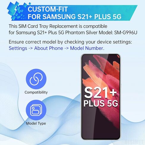 for Samsung Galaxy S21 Plus 5G Sim Card Tray Replacement (Single SIM Version) Phantom Silver Card Tray Slot Holder Bracket Adapter with Needle Ejector for S21+ Plus 5G SM-G996U SM-G996U1 in Saudi Arabia