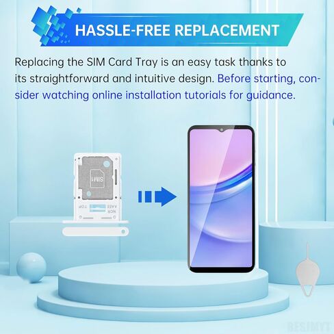 Sim Card Tray Replacement for Samsung Galaxy A15 (Single SIM Version) Magical Blue Card Tray Slot Holder Bracket Adapter with Needle Ejector for A15 SM-A155F in Saudi Arabia