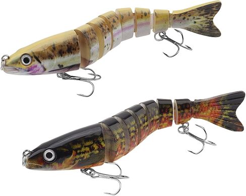2pcs Multi Jointed Swimbaits Fishing Lures, Slow Sinking Lifelike Swimbait, Freshwater and Saltwater Crankbaits, Swimming Fishing Bait for Bass Trout Crappie Walleye Pike in Saudi Arabia
