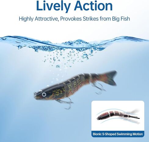 2pcs Multi Jointed Swimbaits Fishing Lures, Slow Sinking Lifelike Swimbait, Freshwater and Saltwater Crankbaits, Swimming Fishing Bait for Bass Trout Crappie Walleye Pike in Saudi Arabia