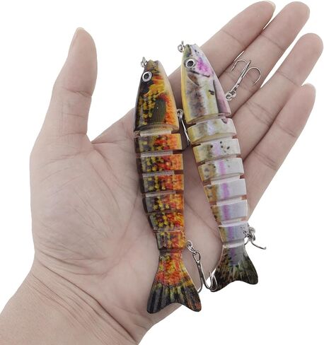 2pcs Multi Jointed Swimbaits Fishing Lures, Slow Sinking Lifelike Swimbait, Freshwater and Saltwater Crankbaits, Swimming Fishing Bait for Bass Trout Crappie Walleye Pike in Saudi Arabia
