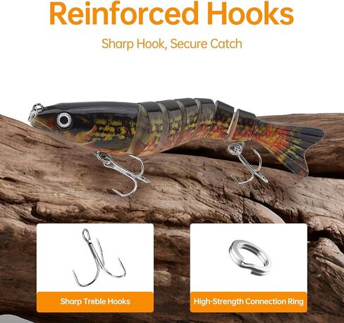 2pcs Multi Jointed Swimbaits Fishing Lures, Slow Sinking Lifelike Swimbait, Freshwater and Saltwater Crankbaits, Swimming Fishing Bait for Bass Trout Crappie Walleye Pike in Saudi Arabia