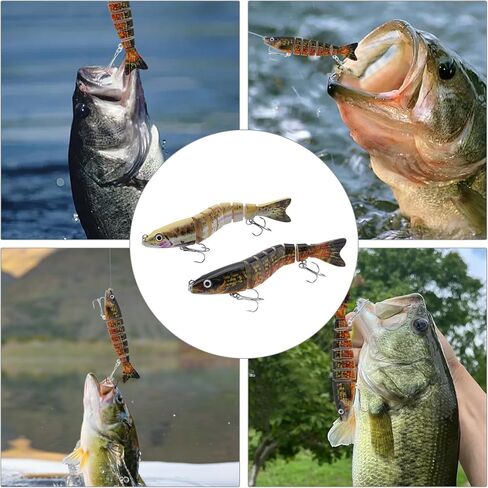2pcs Multi Jointed Swimbaits Fishing Lures, Slow Sinking Lifelike Swimbait, Freshwater and Saltwater Crankbaits, Swimming Fishing Bait for Bass Trout Crappie Walleye Pike in Saudi Arabia