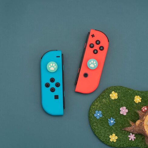 GeekShare 4 قطع من أغطية عصا التحكم المصنوعة من السيليكون على شكل مخلب القط JoyCon الإبهام المتوافقة مع Switch / OLED / Switch Lite (أخضر أزرق) in Kuwait