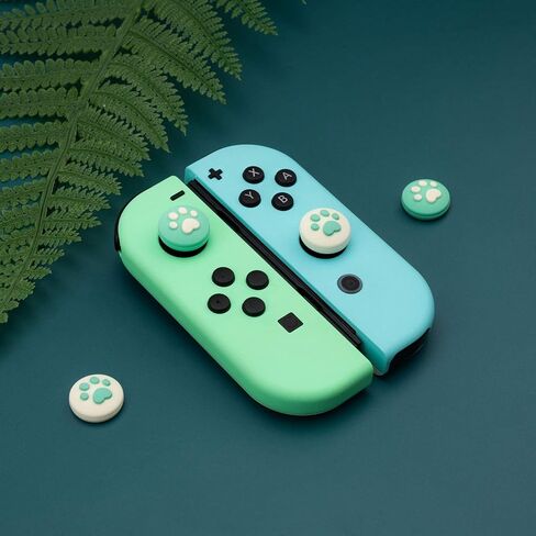 GeekShare 4 قطع من أغطية عصا التحكم المصنوعة من السيليكون على شكل مخلب القط JoyCon الإبهام المتوافقة مع Switch / OLED / Switch Lite (أخضر أزرق) in Kuwait