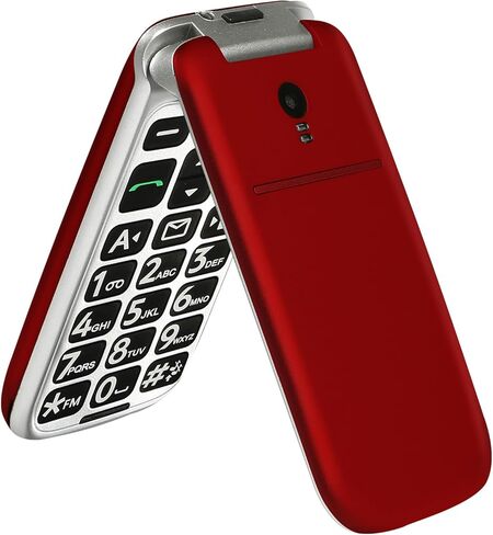 artfone G3 Red - هاتف خلوي VoLTE Flip لكبار السن 丨 هواتف غير مقفلة مع زر SOS 丨 زر كبير وصوت عالٍ 丨 كاميرا 丨 ساعة ناطقة 丨 اتصال سريع 丨 حر اليدين 丨 هاتف غبي 丨 قاعدة شحن 丨 هاتف التحدث والرسائل النصية فقط in Kuwait