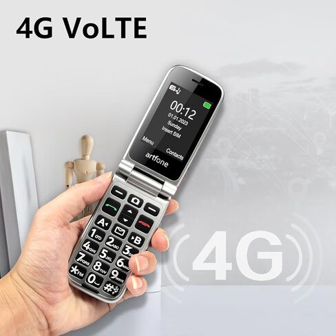 artfone G3 Red - هاتف خلوي VoLTE Flip لكبار السن 丨 هواتف غير مقفلة مع زر SOS 丨 زر كبير وصوت عالٍ 丨 كاميرا 丨 ساعة ناطقة 丨 اتصال سريع 丨 حر اليدين 丨 هاتف غبي 丨 قاعدة شحن 丨 هاتف التحدث والرسائل النصية فقط in Kuwait
