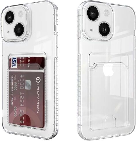 Compatible with iPhone 13 Pro Case with Card Holder, Clear Card Slot case, Ultra-Thin, Soft, Shockproof, Credit Card Protective Cover for iPhone 13 Pro in Saudi Arabia