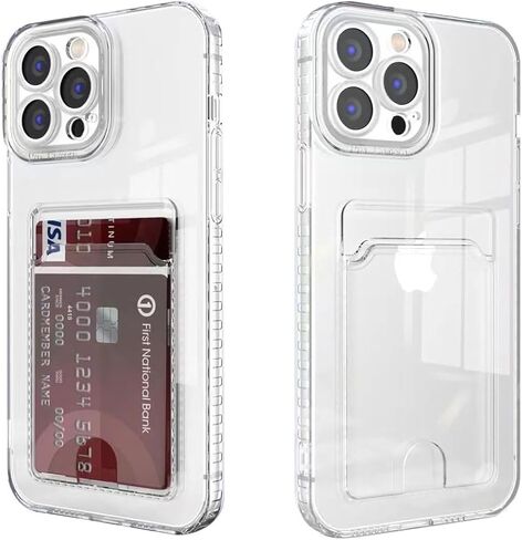 Compatible with iPhone 13 Pro Case with Card Holder, Clear Card Slot case, Ultra-Thin, Soft, Shockproof, Credit Card Protective Cover for iPhone 13 Pro in Saudi Arabia