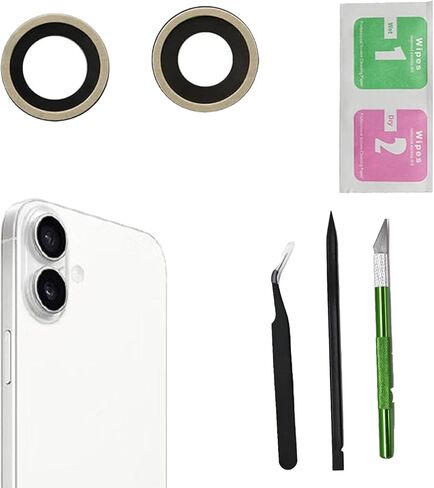 2pcs/Set Back Rear Camera Lens Glass Replacement for iPhone 16 Plus Camera Lens Replacement with pre-Installed Adhesive and Reparing Toolkits in Saudi Arabia