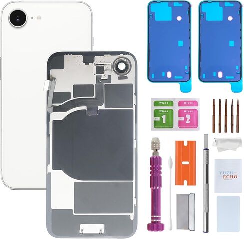 بديل الزجاج الخلفي لهاتف iPhone 16 E (6.1 بوصة، أسود) يتضمن أدوات إصلاح الشحن اللاسلكي والزجاج المتكامل in Kuwait