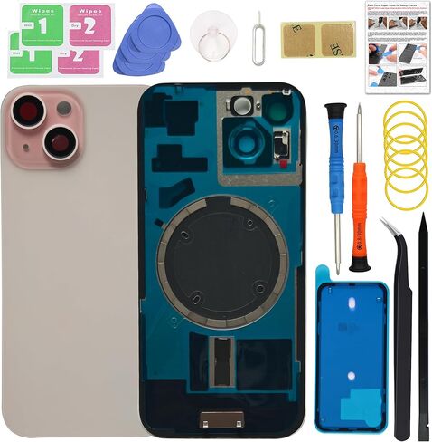15 Back Glass Cover Replacement Compatible with iPhone 15 (6.1-inch Black) with Pre-Installed Lens, Includes Toolkit, Repair Guide in Saudi Arabia