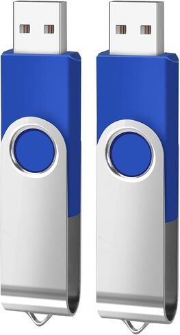 Generic محرك أقراص فلاش دوار أزرق سعة 256 جيجابايت، محرك إبهام دوار، عصا USB معدنية عالية السرعة مع فتحة سلسلة مفاتيح، نقل للكمبيوتر الشخصي والكمبيوتر المحمول(2 حزمة دوارة USB أزرق، 256 جيجابايت) in Saudi Arabia