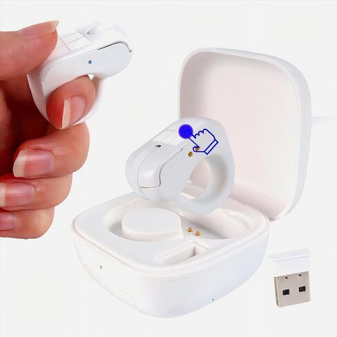 Mini Bluetooth Wireless Mouse Dual Mode Finger & Ring Touchpad Design, Rechargeable with Charging Case for PC, Laptops, Tablets & Smartphones – Ideal for Remote Control, Page Turning,Travel (Black) in Saudi Arabia