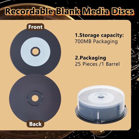 DICOSMETIC 25Pcs Blank Music Disc CD-R Blank Discs CD Recordable Media 700MB Storage 80 Minutes 52X Recordable Disc for Data and Music, Black in Saudi Arabia