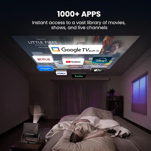 جهاز عرض 4K مع واي فاي وبلوتوث، جهاز عرض ذكي Google TV مرخص رسميًا 1500 ANSI، جهاز عرض أفلام خارجي متوافق مع NETFLIX/YouTube، يدعم أكثر من 1000 تطبيق (رمادي غامق) in Kuwait