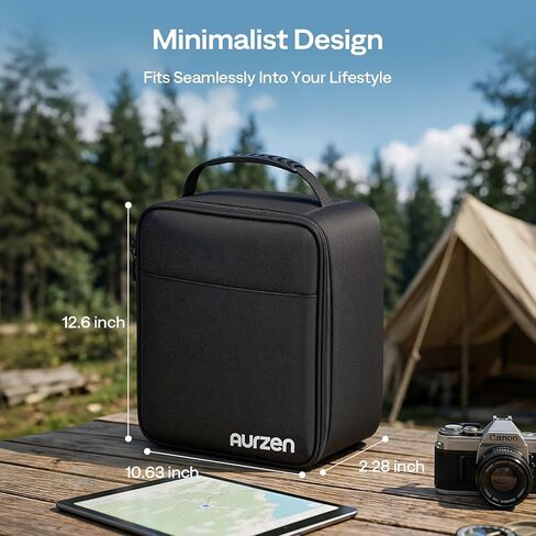 حزمة جهاز عرض مكعب Aurzen D1R مع حقيبة حمل، تجربة تدفق روكو مدمجة، محرك بصري مغلق، 1080 بكسل فل اتش دي، صوت دولبي، جهاز عرض صغير محمول للأفلام المنزلية/الخارجية (عنصران) in Saudi Arabia