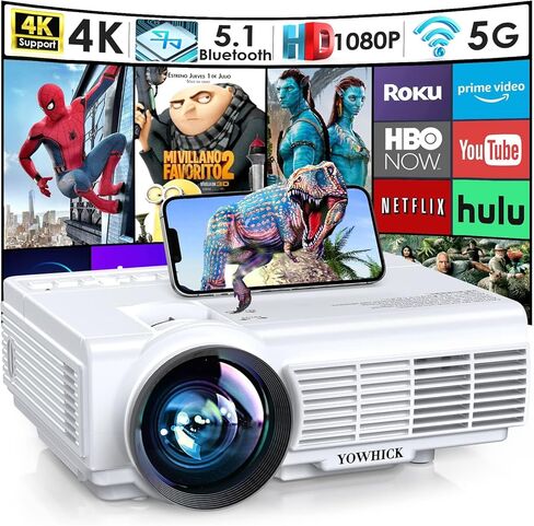 جهاز عرض مع واي فاي وبلوتوث، 5G واي فاي أصلي 1080P 9500L YOWHICK جهاز عرض خارجي يدعم 4K، جهاز عرض أفلام صغير محمول، لـ HDMI وVGA وUSB والكمبيوتر المحمول وiOS وهواتف Android in Saudi Arabia