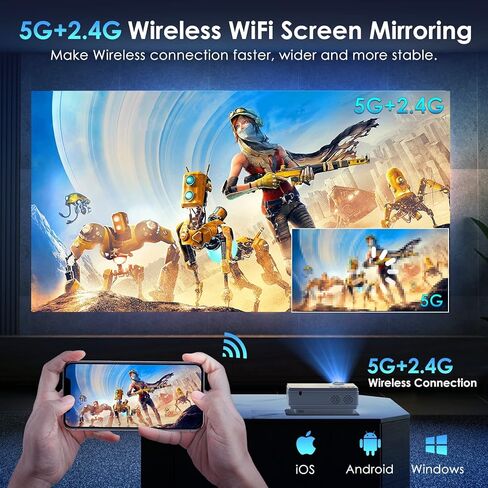 جهاز عرض مع واي فاي وبلوتوث، 5G واي فاي أصلي 1080P 9500L YOWHICK جهاز عرض خارجي يدعم 4K، جهاز عرض أفلام صغير محمول، لـ HDMI وVGA وUSB والكمبيوتر المحمول وiOS وهواتف Android in Saudi Arabia